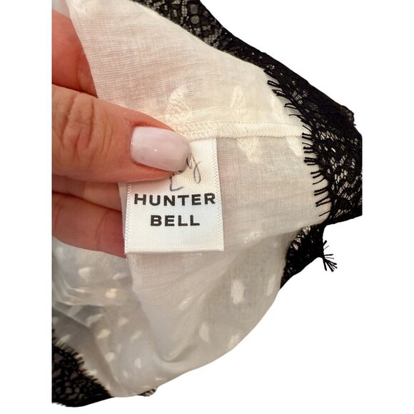 NEW Hunter Bell Black White Blouse Ruffles Lace V-Neck - Size M - Picture 5 of 6